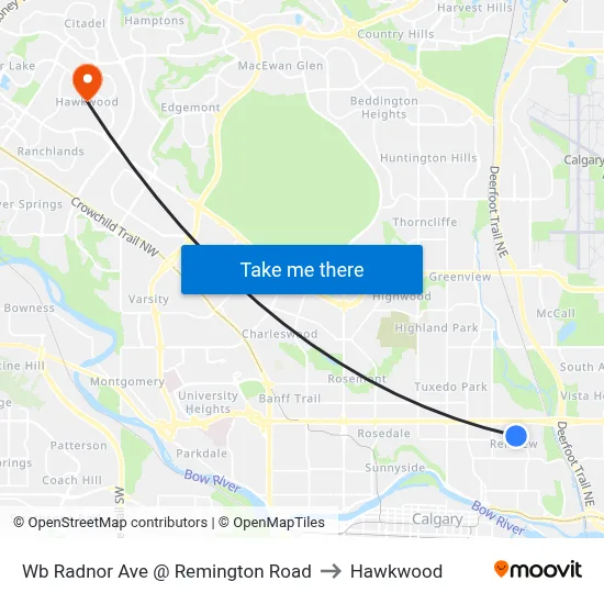 Wb Radnor Ave @ Remington Road to Hawkwood map