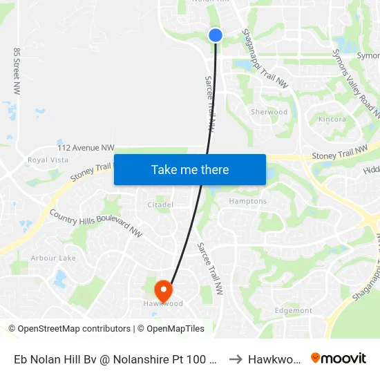 Eb Nolan Hill Bv @ Nolanshire Pt 100 NW to Hawkwood map