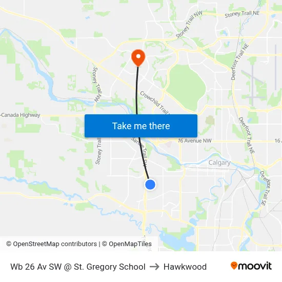 Wb 26 Av SW @ St. Gregory School to Hawkwood map