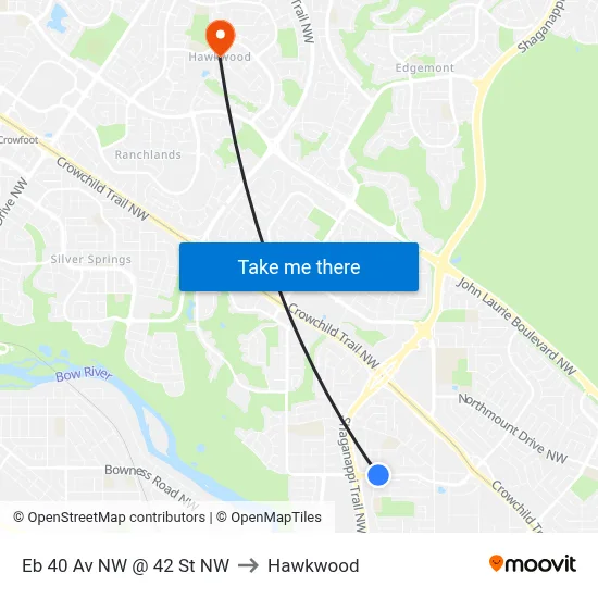 Eb 40 Av NW @ 42 St NW to Hawkwood map