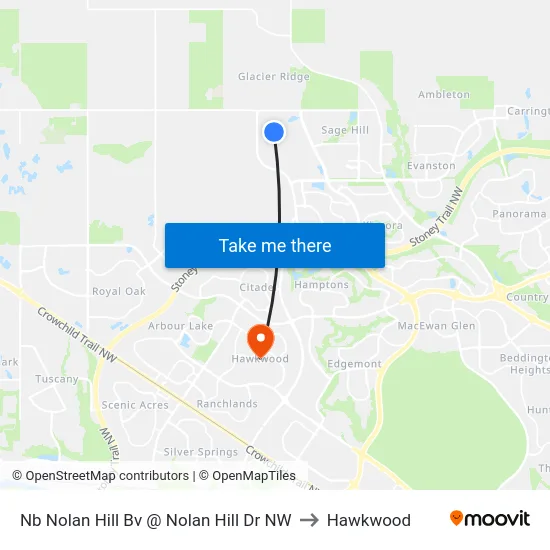 Nb Nolan Hill Bv @ Nolan Hill Dr NW to Hawkwood map
