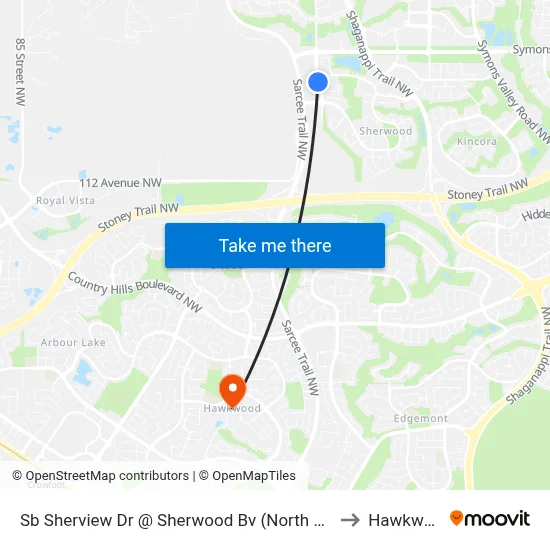 Sb Sherview Dr @ Sherwood Bv (North Leg) NW to Hawkwood map
