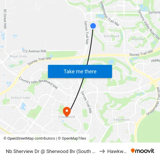 Nb Sherview Dr @ Sherwood Bv (South Leg) NW to Hawkwood map