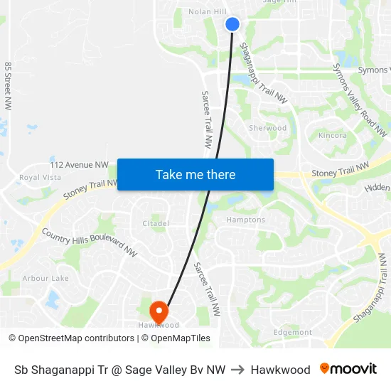 Sb Shaganappi Tr @ Sage Valley Bv NW to Hawkwood map