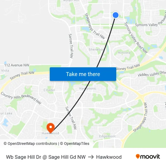 Wb Sage Hill Dr @ Sage Hill Gd NW to Hawkwood map