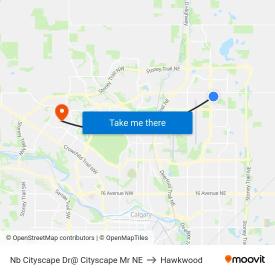 Nb Cityscape Dr@ Cityscape Mr NE to Hawkwood map