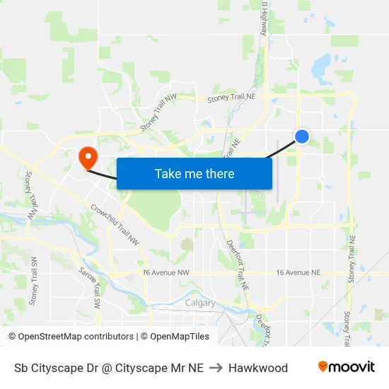 Sb Cityscape Dr @ Cityscape Mr NE to Hawkwood map