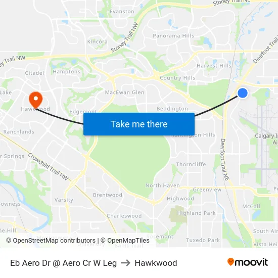 Eb Aero Dr @ Aero Cr W  Leg to Hawkwood map