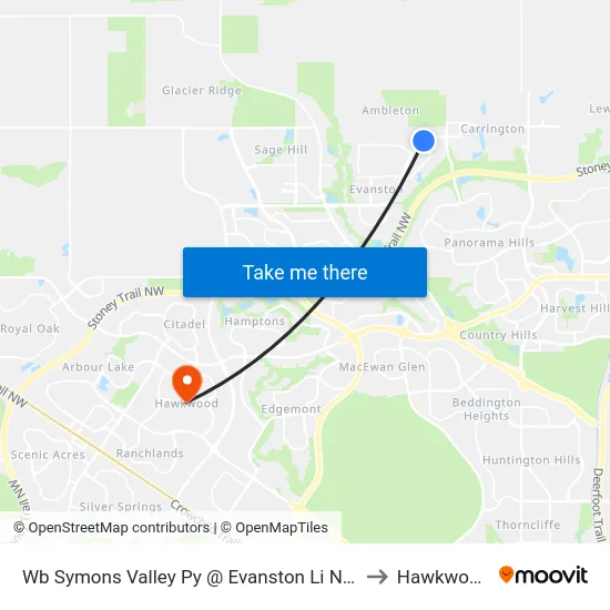 Wb Symons Valley Py @ Evanston Li NW to Hawkwood map