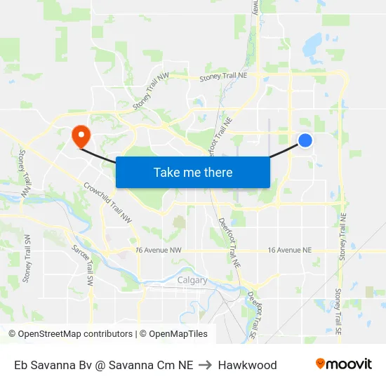Eb Savanna Bv @ Savanna Cm NE to Hawkwood map