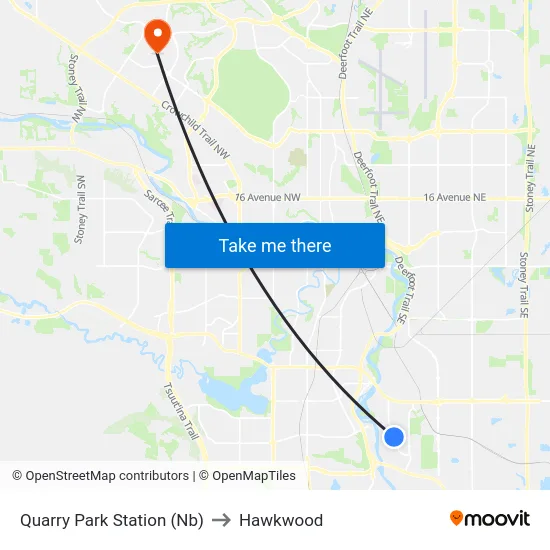 Quarry Park Station (Nb) to Hawkwood map