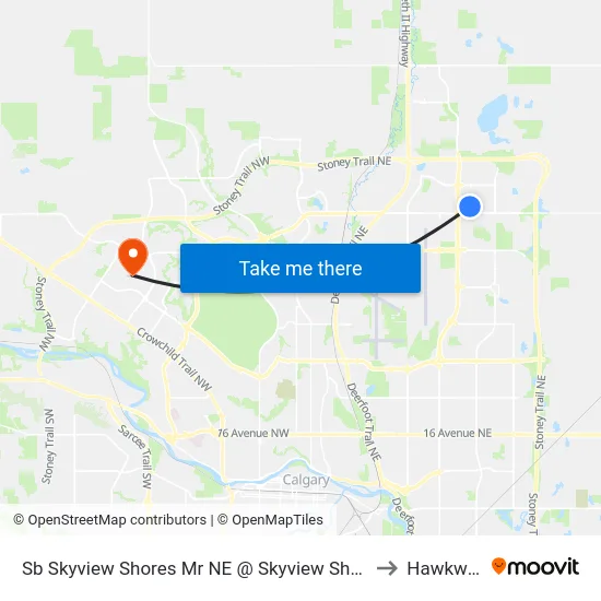 Sb Skyview Shores Mr NE @ Skyview Shores Co NE to Hawkwood map
