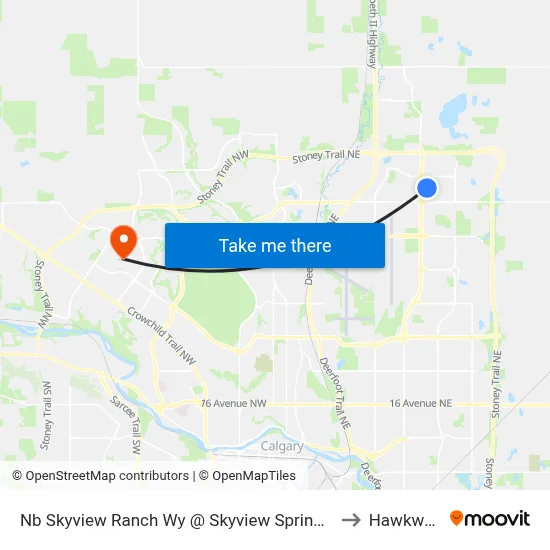 Nb Skyview Ranch Wy @ Skyview Springs Rd NE to Hawkwood map