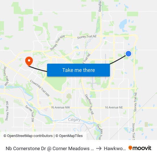 Nb Cornerstone Dr @ Corner Meadows Av NE to Hawkwood map