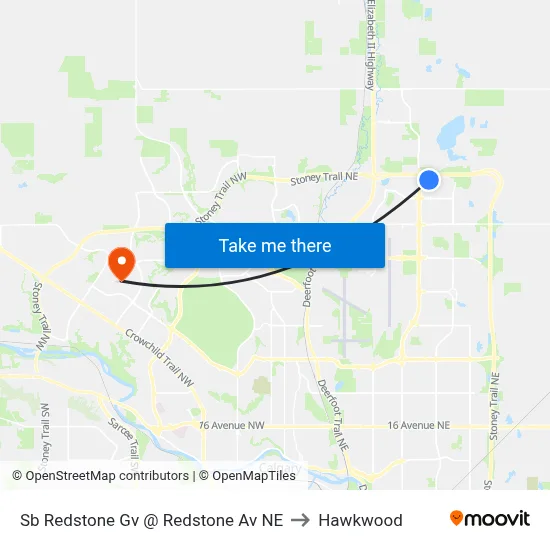 Sb Redstone Gv @ Redstone Av NE to Hawkwood map