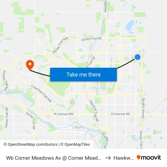 Wb Corner Meadows Av @ Corner Meadows Link NE to Hawkwood map