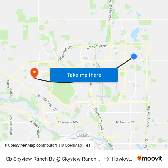 Sb Skyview Ranch Bv @ Skyview Ranch Av NE to Hawkwood map