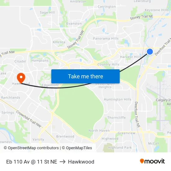 Eb 110 Av @ 11 St NE to Hawkwood map