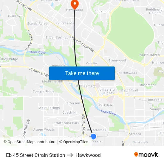 Eb 45 Street Ctrain Station to Hawkwood map