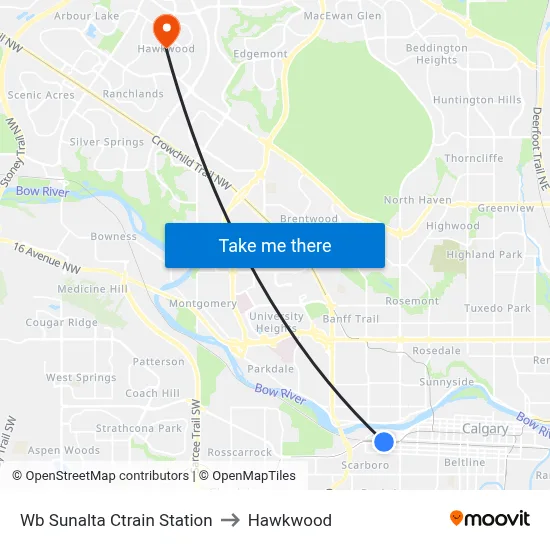 Wb Sunalta Ctrain Station to Hawkwood map