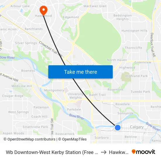 Wb Downtown-West Kerby Station (Free Fare Zone) to Hawkwood map