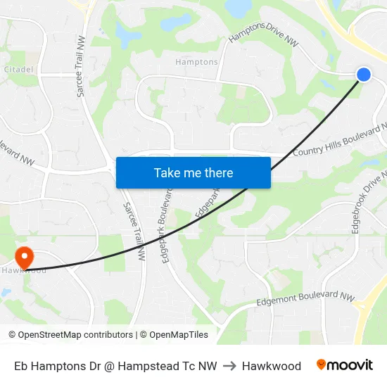 Eb Hamptons Dr @ Hampstead Tc NW to Hawkwood map