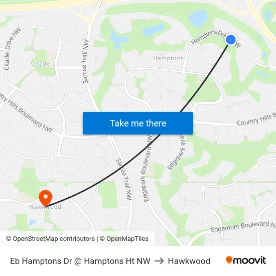 Eb Hamptons Dr @ Hamptons Ht NW to Hawkwood map