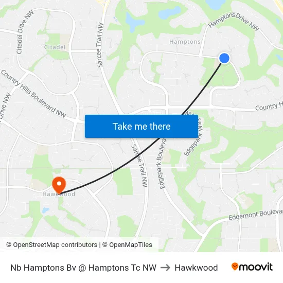 Nb Hamptons Bv @ Hamptons Tc NW to Hawkwood map