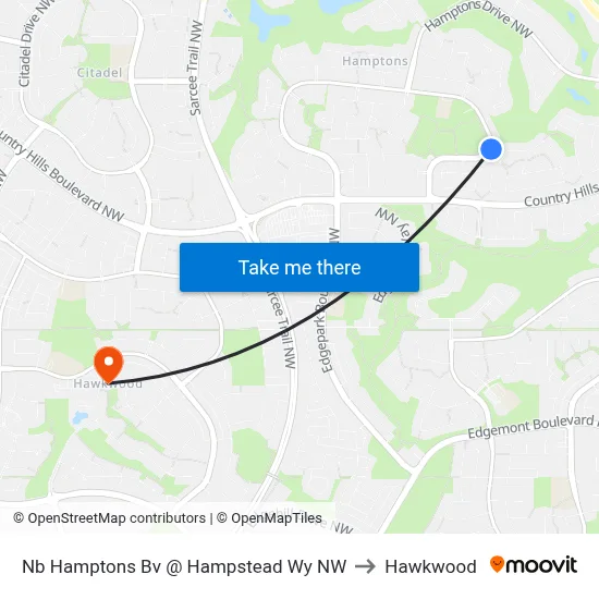 Nb  Hamptons Bv @ Hampstead Wy NW to Hawkwood map