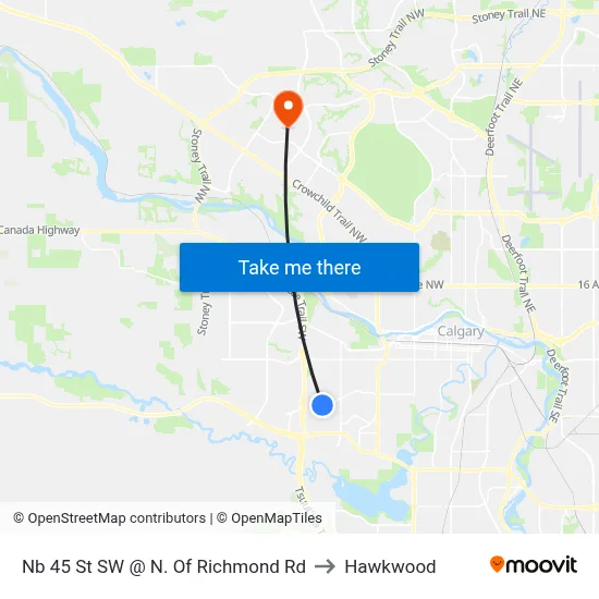 Nb 45 St SW @ N. Of Richmond Rd to Hawkwood map