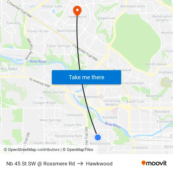Nb 45 St SW @ Rossmere Rd to Hawkwood map