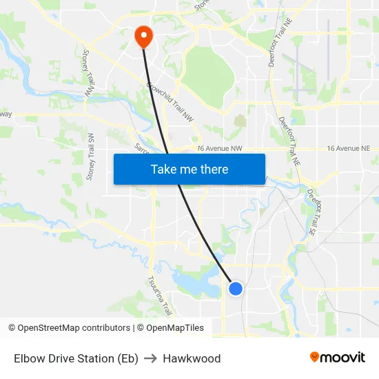 Elbow Drive Station (Eb) to Hawkwood map