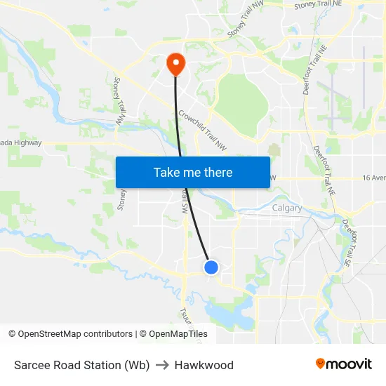Sarcee Road Station (Wb) to Hawkwood map