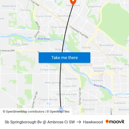Sb Springborough Bv @ Ambrose Ci SW to Hawkwood map