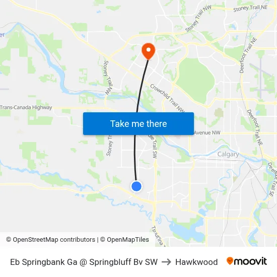 Eb Springbank Ga @ Springbluff Bv SW to Hawkwood map