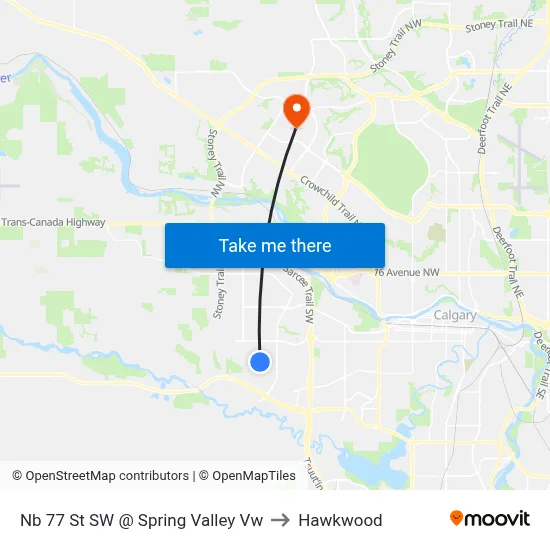 Nb 77 St SW @ Spring Valley Vw to Hawkwood map