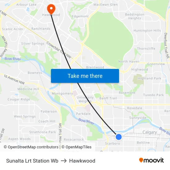 Sunalta Lrt Station Wb to Hawkwood map