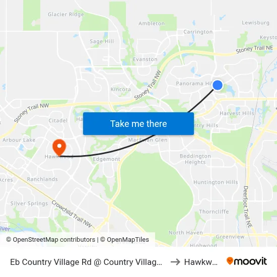 Eb Country Village Rd @ Country Village  Li NE to Hawkwood map