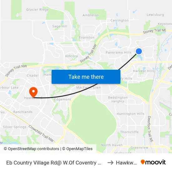 Eb  Country Village  Rd@ W.Of Coventry Hills Bv NE to Hawkwood map