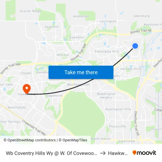 Wb Coventry Hills Wy @ W. Of Covewood Li NE to Hawkwood map