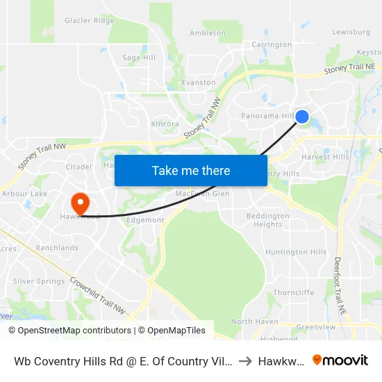 Wb Coventry Hills Rd @ E. Of Country Village Li NE to Hawkwood map
