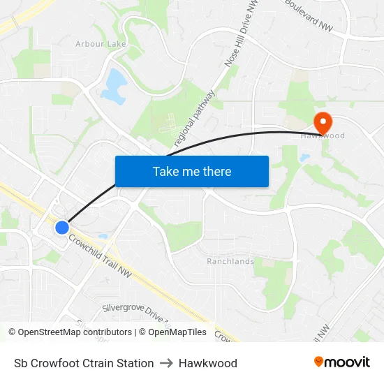Sb Crowfoot Ctrain Station to Hawkwood map