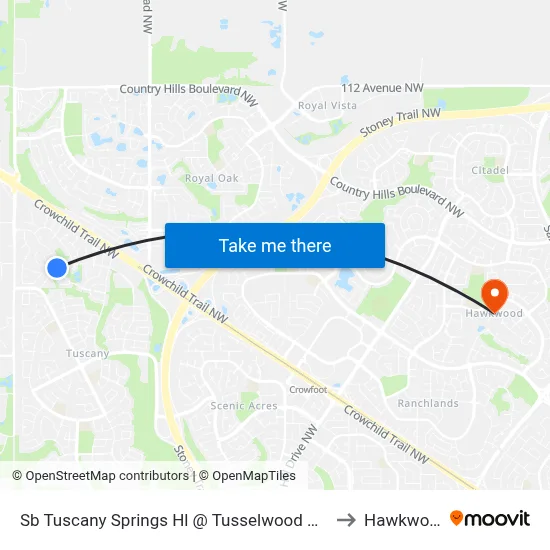 Sb Tuscany Springs Hl @ Tusselwood Dr NW to Hawkwood map