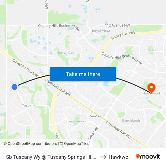 Sb Tuscany Wy @ Tuscany Springs Hl NW to Hawkwood map