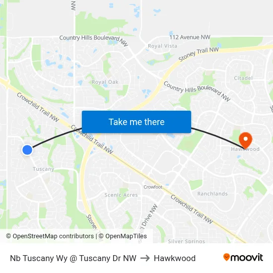 Nb Tuscany Wy @ Tuscany Dr NW to Hawkwood map