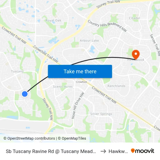 Sb Tuscany Ravine Rd @ Tuscany Meadows Cm NW to Hawkwood map