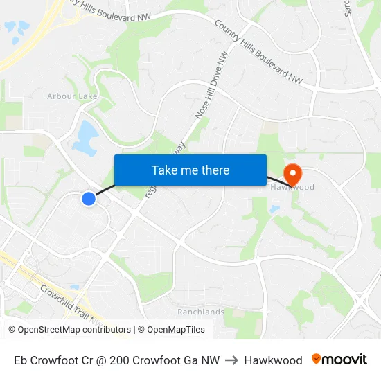 Eb Crowfoot Cr @ 200 Crowfoot Ga NW to Hawkwood map