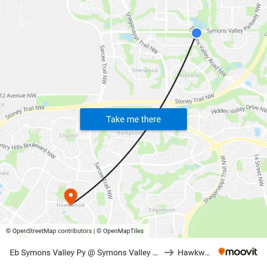 Eb Symons Valley Py @ Symons Valley Rd NW to Hawkwood map