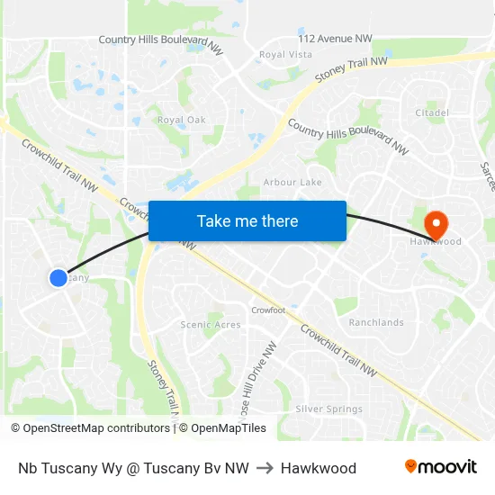 Nb Tuscany Wy @ Tuscany  Bv NW to Hawkwood map