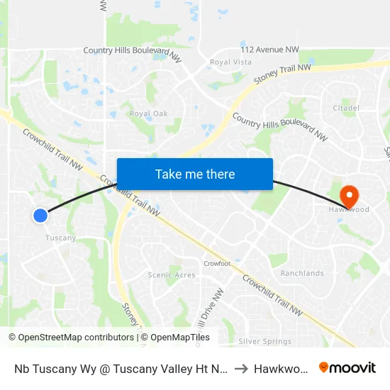 Nb Tuscany  Wy @ Tuscany Valley Ht NW to Hawkwood map